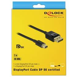 Delock Mini-DisplayPort / DisplayPort kabel Mini DisplayPort konektory, Konektor DisplayPort 2 m černá 84928 pozlacené kontakty, kroucený , třížilový stíněný,