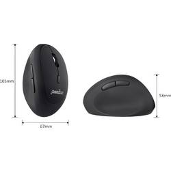 Perixx Perimice-719 optická ergonomická myš, přenos bezdrátový, 6 tlačítko, 1600 dpi, černá