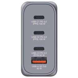 Verbatim GNC-100 cestovní nabíječka, GaN, s adaptérem pro Evropu, s britským adaptérem, s americkým adaptérem, 1x USB A , 3x USB-C®, 100 W, Dodávka energie,
