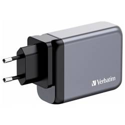 Verbatim GNC-100 cestovní nabíječka, GaN, s adaptérem pro Evropu, s britským adaptérem, s americkým adaptérem, 1x USB A , 3x USB-C®, 100 W, Dodávka energie,