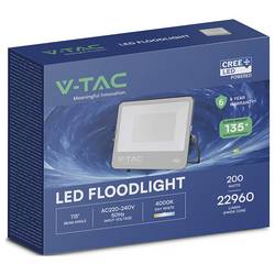 V-TAC VT-44201 232206 venkovní LED reflektor Energetická třída (EEK2021): D (A - G) 200 W Barvy světla (LED svítidlo): přírodní bílá