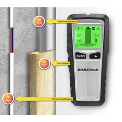 Basetech detektor OG-430 TO-6481299 Druh materiálu dřeva, neželezných kovů, kabely vedoucí napětí, železných kovů