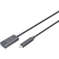Digitus USB kabel USB 3.2 Gen2, USB 3.2 Gen2, USB 3.2 Gen1, USB 3.2 Gen1, USB 3.1 Gen2, USB 3.1 Gen1, USB 3.0 USB-C®, USB-C ® zástrčka, USB-A zásuvka 5.00 m