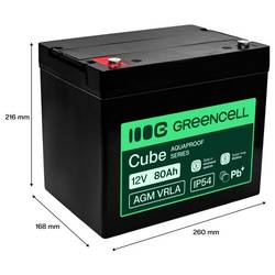 Green Cell GC-AGM12V80AH-H olověný akumulátor olověný se skelným rounem 80 Ah 12 V 1 ks