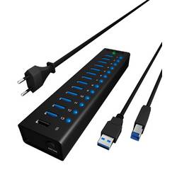 ICY BOX 70420 USB Hub 13 portů USB-A USB 3.0 5 GBit/s černá