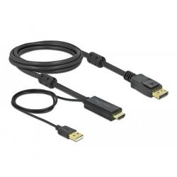 Delock DisplayPort / HDMI / USB kabel Zástrčka HDMI-A, USB-A zástrčka, Konektor DisplayPort 2 m černá 85964 pozlacené kontakty, 4K UHD Kabel DisplayPort