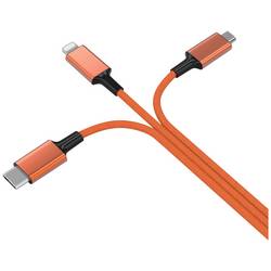 Smrter Nabíjecí kabel USB USB 2.0 Apple Lightning konektor, USB-A zástrčka, USB-C ® zástrčka, USB Micro-B zástrčka 1.20 m oranžová s funkcí OTG, látkový potah