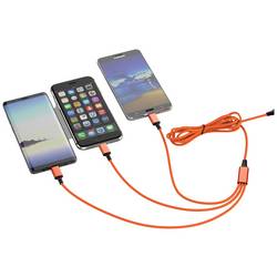 Smrter Nabíjecí kabel USB USB 2.0 Apple Lightning konektor, USB-A zástrčka, USB-C ® zástrčka, USB Micro-B zástrčka 1.20 m oranžová s funkcí OTG, látkový potah