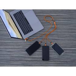 Smrter Nabíjecí kabel USB USB 2.0 Apple Lightning konektor, USB-A zástrčka, USB-C ® zástrčka, USB Micro-B zástrčka 1.20 m oranžová s funkcí OTG, látkový potah