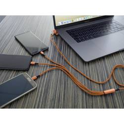 Smrter Nabíjecí kabel USB USB 2.0 Apple Lightning konektor, USB-A zástrčka, USB-C ® zástrčka, USB Micro-B zástrčka 1.20 m oranžová s funkcí OTG, látkový potah