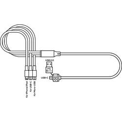 Smrter Nabíjecí kabel USB USB 2.0 Apple Lightning konektor, USB-A zástrčka, USB-C ® zástrčka, USB Micro-B zástrčka 1.20 m oranžová s funkcí OTG, látkový potah