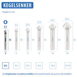 GSR B04042063 záhlubník 6.3 mm HSS válcová stopka 1 ks