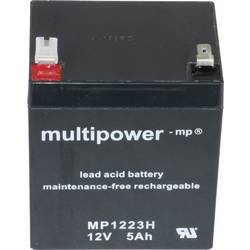multipower MP1223H 137313 olověný akumulátor 12 V 5 Ah olověný se skelným rounem (š x v x h) 90 x 108 x 70 mm plochý konektor 6,35 mm bezúdržbové, nepatrné