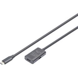 Digitus Kabel USB-C USB 3.2 Gen1, USB 3.2 Gen1, USB 3.0 USB-C®, USB-C ® zásuvka, USB-C ® zástrčka 5.00 m černá Aktivní se zesílením signálu, oboustranně