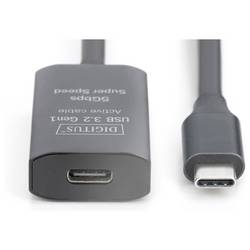 Digitus Kabel USB-C USB 3.2 Gen1, USB 3.2 Gen1, USB 3.0 USB-C®, USB-C ® zásuvka, USB-C ® zástrčka 5.00 m černá Aktivní se zesílením signálu, oboustranně