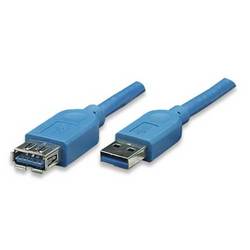 TECHly USB kabel USB 3.2 Gen1 USB-A zástrčka, USB-A zásuvka 1.00 m modrá pozlacené kontakty ICOC U3-AA-10-EX