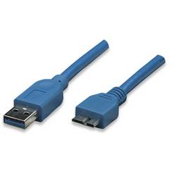TECHly USB kabel USB 3.2 Gen1 USB-A zástrčka, USB Micro-B 3.0 zástrčka 2.00 m modrá pozlacené kontakty ICOC-MUSB3-A-020