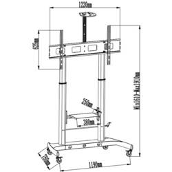 TECHly ICA-TR45 TV kolečkový vozík 132,1 cm (52) - 267,0 cm (105) podlahový stojan, nastavitelná výška