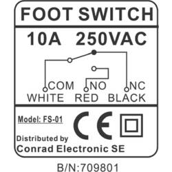 TRU COMPONENTS FS-01 nožní/ruční tlačítko 250 V/AC 10 A 1 pedál 1 rozpínací kontakt, 1 spínací kontakt 1 ks