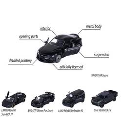 Majorette Bugatti, Lamborghini, Toyota, Land Rover Black Edition 5 Pieces Giftpack hotový model Model osobního automobilu