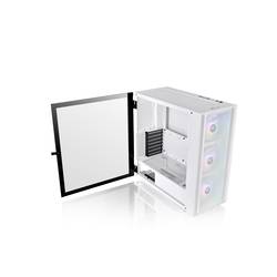 Thermaltake CA-1T9-00M6WN-01 midi tower PC skříň bílá 3 předinstalované LED ventilátory, kompatibilní s LCS, boční okno, vhodné pro vodní chlazení DIY, vhodné