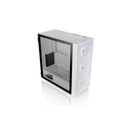 Thermaltake CA-1T9-00M6WN-01 midi tower PC skříň bílá 3 předinstalované LED ventilátory, kompatibilní s LCS, boční okno, vhodné pro vodní chlazení DIY, vhodné