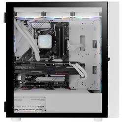 Thermaltake CA-1T9-00M6WN-01 midi tower PC skříň bílá 3 předinstalované LED ventilátory, kompatibilní s LCS, boční okno, vhodné pro vodní chlazení DIY, vhodné