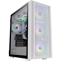 Thermaltake CA-1T9-00M6WN-01 midi tower PC skříň bílá 3 předinstalované LED ventilátory, kompatibilní s LCS, boční okno, vhodné pro vodní chlazení DIY, vhodné