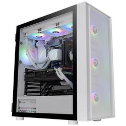 Thermaltake CA-1T9-00M6WN-01 midi tower PC skříň bílá 3 předinstalované LED ventilátory, kompatibilní s LCS, boční okno, vhodné pro vodní chlazení DIY, vhodné