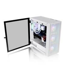 Thermaltake CA-1T9-00M6WN-01 midi tower PC skříň bílá 3 předinstalované LED ventilátory, kompatibilní s LCS, boční okno, vhodné pro vodní chlazení DIY, vhodné
