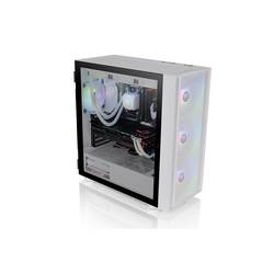Thermaltake CA-1T9-00M6WN-01 midi tower PC skříň bílá 3 předinstalované LED ventilátory, kompatibilní s LCS, boční okno, vhodné pro vodní chlazení DIY, vhodné