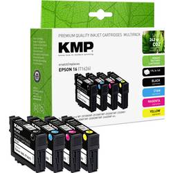 KMP Ink náhradní Epson 16XL, T1636, T1631, T1632, T1633, T1634 kompatibilní kombinované balení černá, azurová, purppurová, žlutá E141V 1621,4050