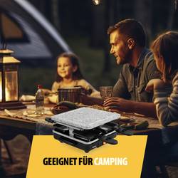 Tristar RA-2745 raclette gril nepřilnavý povlak, indikátor, 4 pánve, s lávovým kamenem černá, šedá