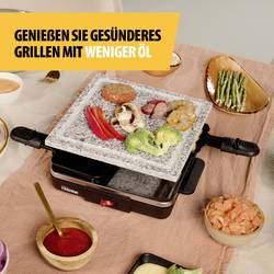 Tristar RA-2745 raclette gril nepřilnavý povlak, indikátor, 4 pánve, s lávovým kamenem černá, šedá