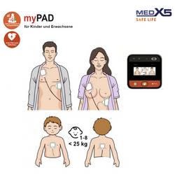 MEDX5 myPAD-M mit LCD-Farbbildschirm, manuelle Schockauslösung defibrilátor letadlo, vnitřní, do auta, pro nákladní vozidla, interní, mobil s hlasovými příkazy