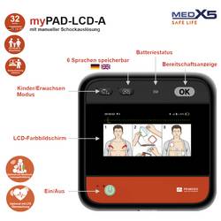 MEDX5 myPAD-A mit LCD-Farbbilschirm defibrilátor mobil Automatické řízení defibrilačního výboje