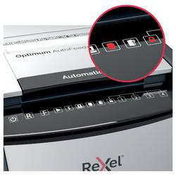 Rexel Optimum AutoFeed+ 600X skartovačka 600 listů mikrořez 4 x 36 mm P-4 110 l Křížový řez kancelářské sponky, sponky do sešívačky, kreditní karty
