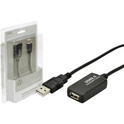 Digitus USB kabel USB 2.0 USB-A zástrčka, USB-A zásuvka 5.00 m černá Aktivní se zesílením signálu DA-70130-4