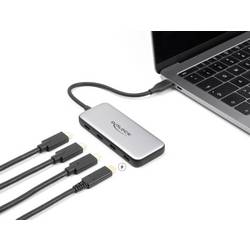 Delock 64261 USB Hub 4 porty USB-C® USB 3.2 Gen2 10 GBit/s s konektorem USB C černá, šedá 64261
