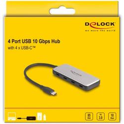 Delock 64261 USB Hub 4 porty USB-C® USB 3.2 Gen2 10 GBit/s s konektorem USB C černá, šedá 64261