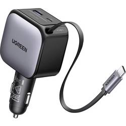 UGREEN EC603 90W Car Charger Nabíječka do auta, Navíjecí kabel USB-C®, 2x USB-C®, 1x USB A , 90 W, šedá