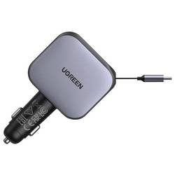 UGREEN EC603 90W Car Charger Nabíječka do auta, Navíjecí kabel USB-C®, 2x USB-C®, 1x USB A , 90 W, šedá