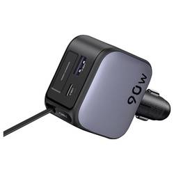 UGREEN EC603 90W Car Charger Nabíječka do auta, Navíjecí kabel USB-C®, 2x USB-C®, 1x USB A , 90 W, šedá