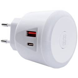 EcoSavers USB Timer Charger USB nabíječka, 1x USB A , 1x USB-C®, 20 W, bílá