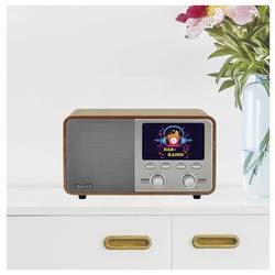 Albrecht DR 760 27760 stolní rádio, DAB+, FM, DAB+, AUX, Bluetooth, Dřevěný kryt, včetně reproduktoru, dřevo, hnědá, stříbrná