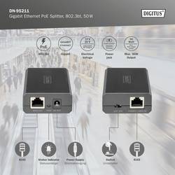 Digitus DN-95211 PoE splitter 10 / 100 / 1000 MBit/s IEEE 802.3at (25.5 W)