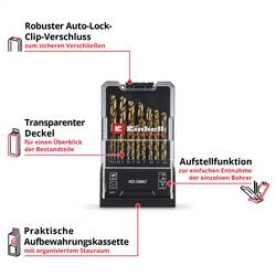 Einhell 249019 HSS-Co sada spirálových vrtáku do kovu 1 mm, 1.5 mm, 2 mm, 2.5 mm, 3 mm, 3.5 mm, 4 mm, 4.5 mm 1 sada