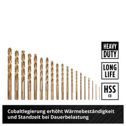 Einhell 249019 HSS-Co sada spirálových vrtáku do kovu 1 mm, 1.5 mm, 2 mm, 2.5 mm, 3 mm, 3.5 mm, 4 mm, 4.5 mm 1 sada