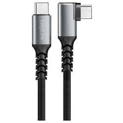 LogiLink Kabel USB-C USB 3.2 Gen2 USB-C ® zástrčka 2.0 m černá 90° zatočeno doprava CU0272