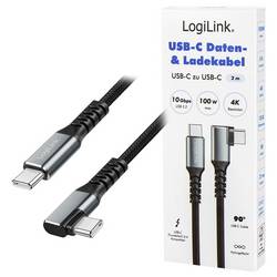 LogiLink Kabel USB-C USB 3.2 Gen2 USB-C ® zástrčka 2.0 m černá 90° zatočeno doprava CU0272